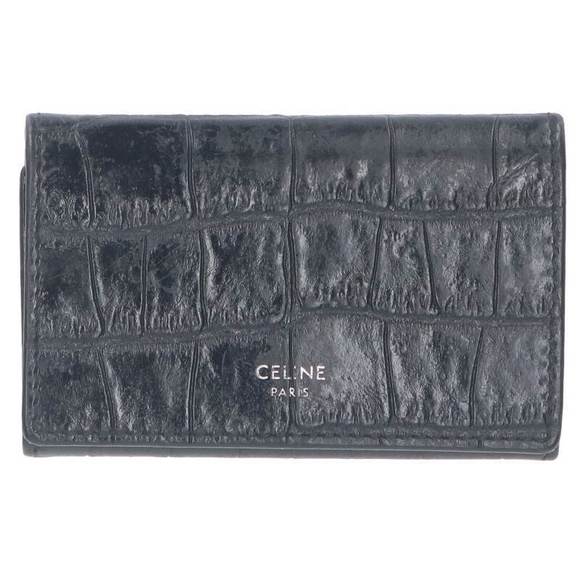 Celine Key Black Leather Crocodile Case - Picture 1 of 5